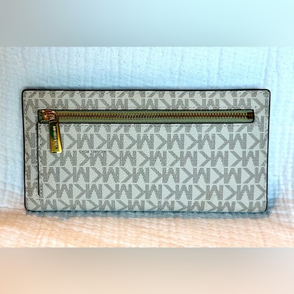 Michael Kors Gray and Green Wallet with Signature Design - Picture 2 of 3